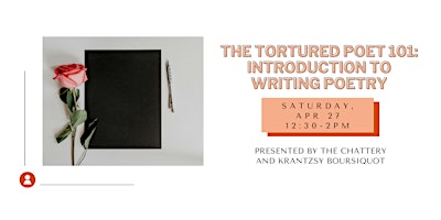 Primaire afbeelding van The Tortured Poet 101: Introduction to Writing Poetry - IN-PERSON CLASS
