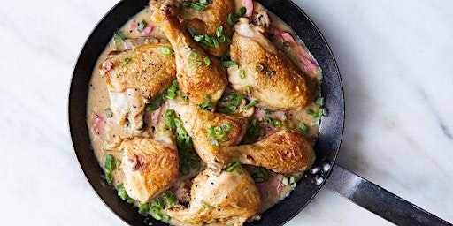 Image principale de UBS IN PERSON Cooking Class: Skillet Chicken with Spring Onions & Rhubarb