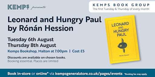 Imagem principal do evento Book Club - Thursday - Leonard and Hungry Paul by Ronan Hession