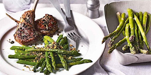 UBS IN PERSON Cooking: Lamb Chops with Asparagus, Mushrooms & Pine Nuts  primärbild