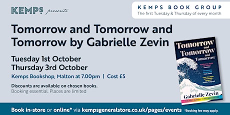 Book Club - Tuesday - Tomorrow and Tomorrow and Tomorrow by Gabrielle Zevin