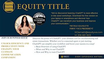 Imagem principal do evento ChatGPT Power Hour Workshop- Equity Title