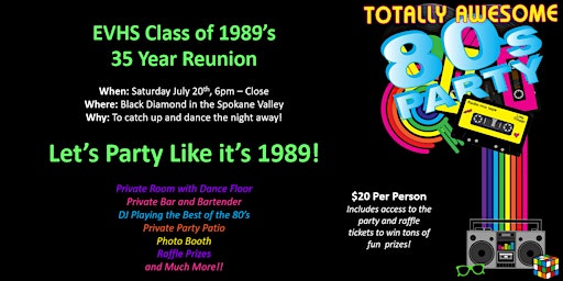 Primaire afbeelding van East Valley High School Class of 1989 - 35 Year Reunion