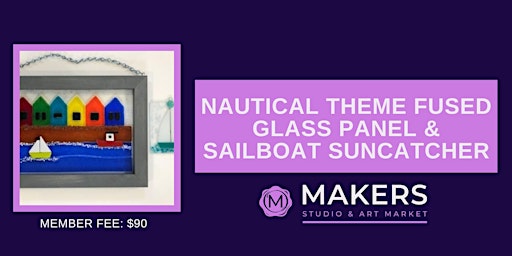 Nautical Themed Framed Fused Glass Panel & Sailboat Suncatcher primary image