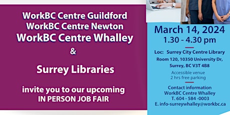 In-Person Job Fair at Surrey City Centre Library / Multi-sector Employers primary image