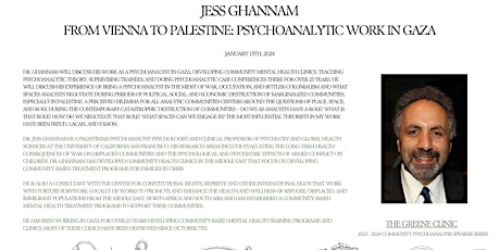 Jess Ghannam - From Vienna to Palestine: Psychoanalytic Work in Gaza