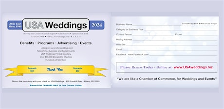 Imagen principal de 2024 USA Weddings Advertising Member Renewal.   Promo Special $50