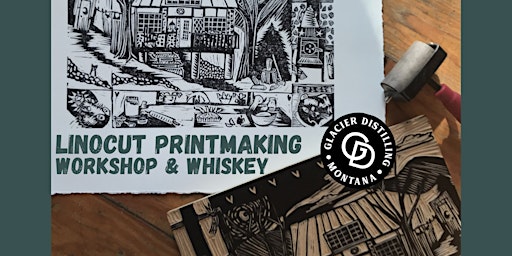 Primaire afbeelding van Linocut Printmaking Workshop & Whiskey