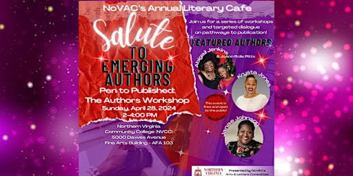 Primaire afbeelding van NoVAC's Annual Literary Cafe: Salute to Emerging Authors  Workshop