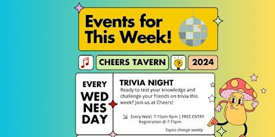 Primaire afbeelding van Wednesday Trivia Night | at Cheers Tavern