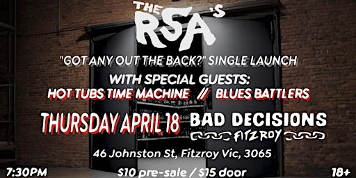Hauptbild für The RSA’s ‘Got Any Out The Back’ Single Launch