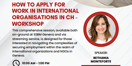 Workshop: How to Apply for Work in International Organizations in CH primary image