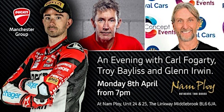 An Evening With Legends Carl Fogarty, Troy Bayliss and Glenn Irwin