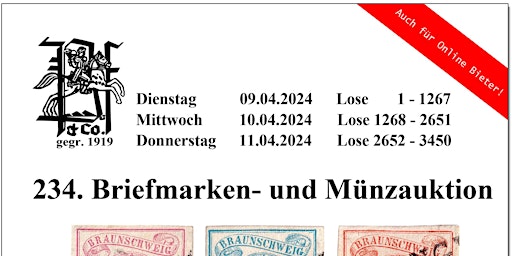 Image principale de 234. Pfankuch Auktion für Briefmarken, Münzen und Postgeschichte