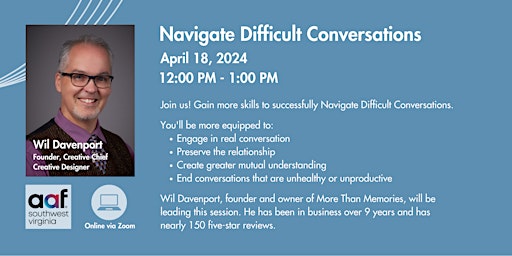 Hauptbild für AAF SWVA Lunch n' Learn: Navigate Difficult Conversations