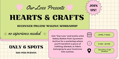 Hearts and Crafts: Pillow Making Workshop primary image