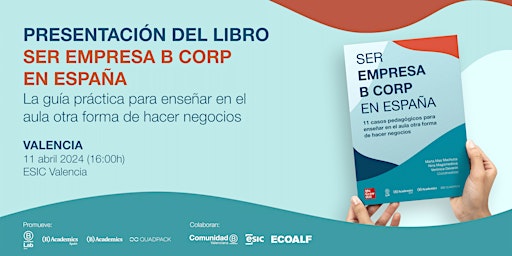 Image principale de Presentación del libro "Ser Empresa B Corp en España" - Valencia