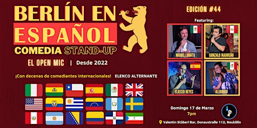 Imagen principal de Berlín en Español Comedia Stand-up  OPEN MIC + SHOWCASE - Edición #44