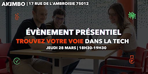 Primaire afbeelding van Évènement présentiel « Trouvez votre voie dans la Tech »