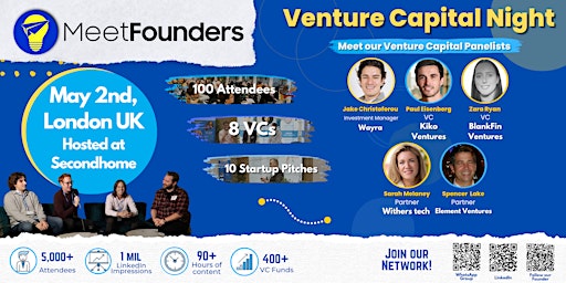 Image principale de MeetFounders Venture Capital Night (May 2024- London) In-Person Event