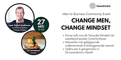 Imagem principal de Change Men. Change Mindset. Men 2 Business netwerkavond - Welkom!