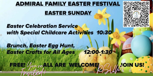 Imagem principal do evento Admiral Family Easter Festival | Brunch & more at NOON after worship