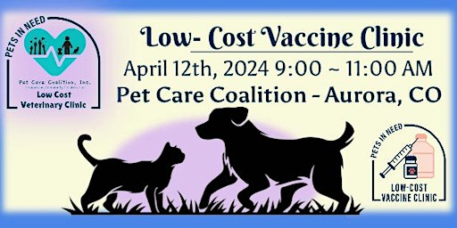 Primaire afbeelding van Pet Care Coalitions  April 2024 Low-Cost Vaccine Clinic