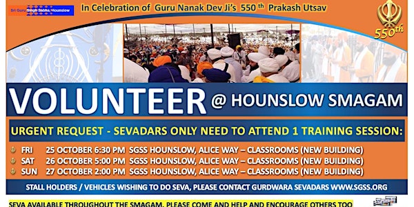 Training for SGSS Hounslow Smagam for 550th Prakash Utsav of Sri Guru Nanak Dev Ji