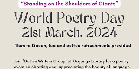 World Poetry Day-“Standing on the Shoulders of Giants” primary image