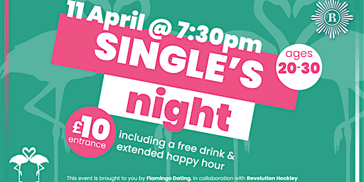 Primaire afbeelding van Singles Night at Revolution Hockley (20 -  30)