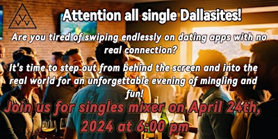 Imagem principal de Dallas Singles Mixer(Dating Event)- POSTPONED