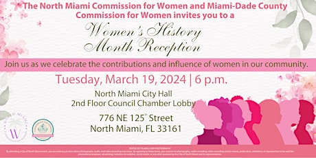 Imagem principal de Women's History Month Reception by The North Miami  Commission for Women