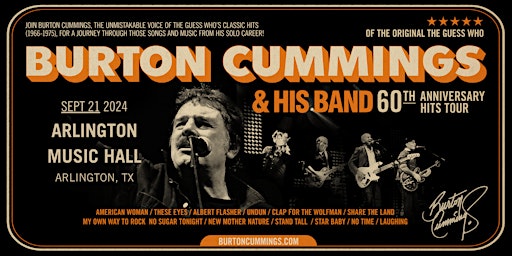 Imagen principal de Burton Cummings of the Original 'The Guess Who' 60th Anniversary Hits Tour