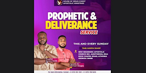 Immagine principale di Prophetic, Healing and deliverance Sunday service 
