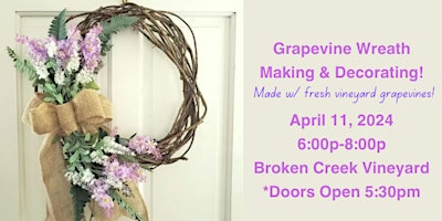 Imagen principal de Grapevine Wreath Making & Decorating!