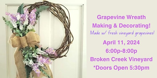 Imagem principal do evento Grapevine Wreath Making & Decorating!