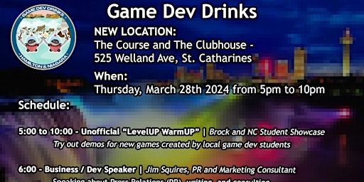 Hauptbild für Game Dev Drinks Hamilton & Niagara