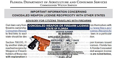 Primaire afbeelding van Gun Safety & Florida Concealed Carry License  Qualification Class