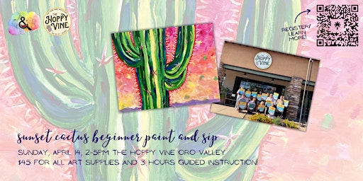 Imagen principal de Sunset Cactus Paint and Sip at Hoppy Vine Oro Valley