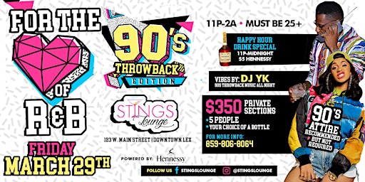 "FOR THE LOVE OF R&B" 90STHROWBACKATSTINGS.EVENTBRITE.COM primary image