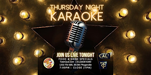 Imagem principal do evento Eleven 11 Sports Bar @ TaterQue Presents: Karaoke Thursdays w/DJ Cali!