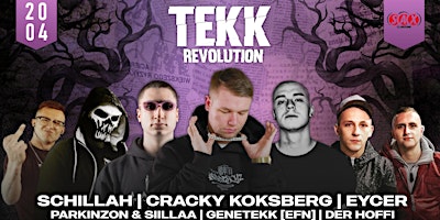 Imagem principal do evento TEKK REVOLUTION | Schillah, Eycer & Cracky Koksberg LIVE | 20.04.2024
