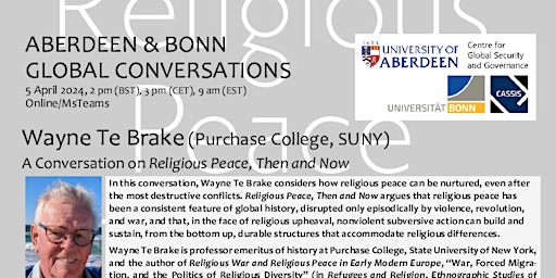 Wayne  Te Brake - A Conversation on Religious Peace, Then and Now primary image