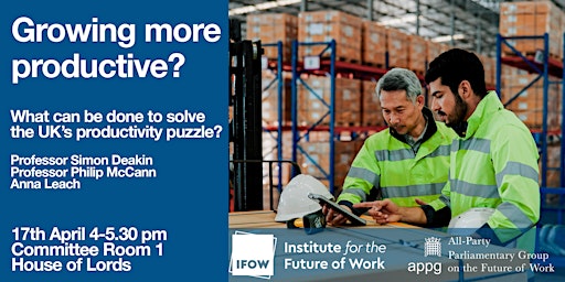 APPG on the Future of Work: addressing the UK's productivity puzzle primary image