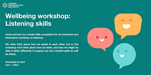 Image principale de Wellbeing workshop: Listening skills