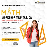 Immagine principale di In-Person Free Math Workshop For Kids, Milpitas, CA (7-14 Yrs) 