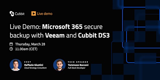 Imagen principal de Live Demo: Microsoft 365 secure backup with Veeam and Cubbit DS3