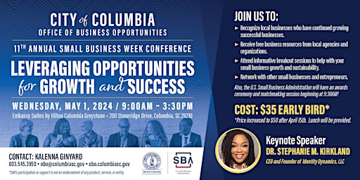 Primaire afbeelding van City of Columbia's 11th Annual Small Business Week Conference