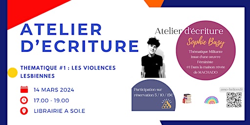 Hauptbild für Atelier d'écriture avec Sophie Bazy