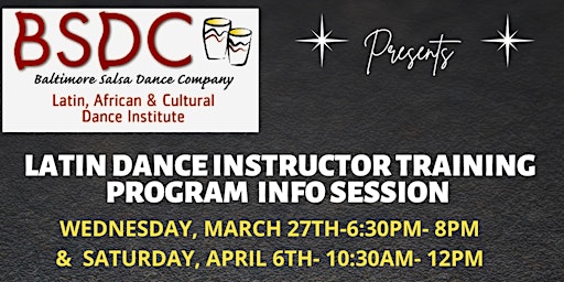 BSDC’s Latin Dance Instructor Training Program Info Session primary image